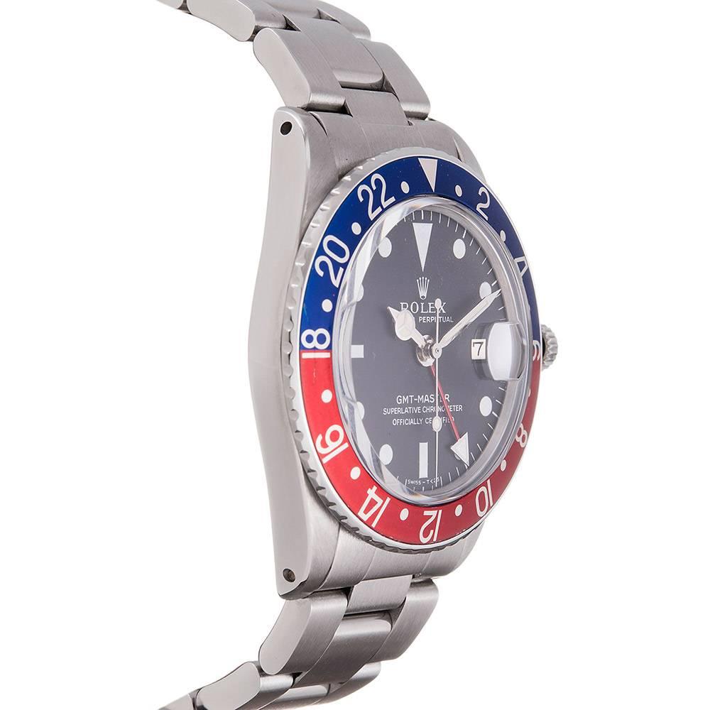 Rolex Stainless Steel MK1 GMT Wristwatch Ref 1675 In Excellent Condition In Carmel-by-the-Sea, CA