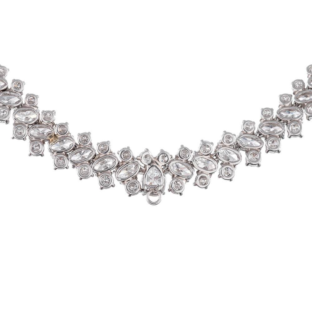 Oscar Heyman Oval and Round Brilliant Cut Diamond Necklace In Excellent Condition In Carmel-by-the-Sea, CA