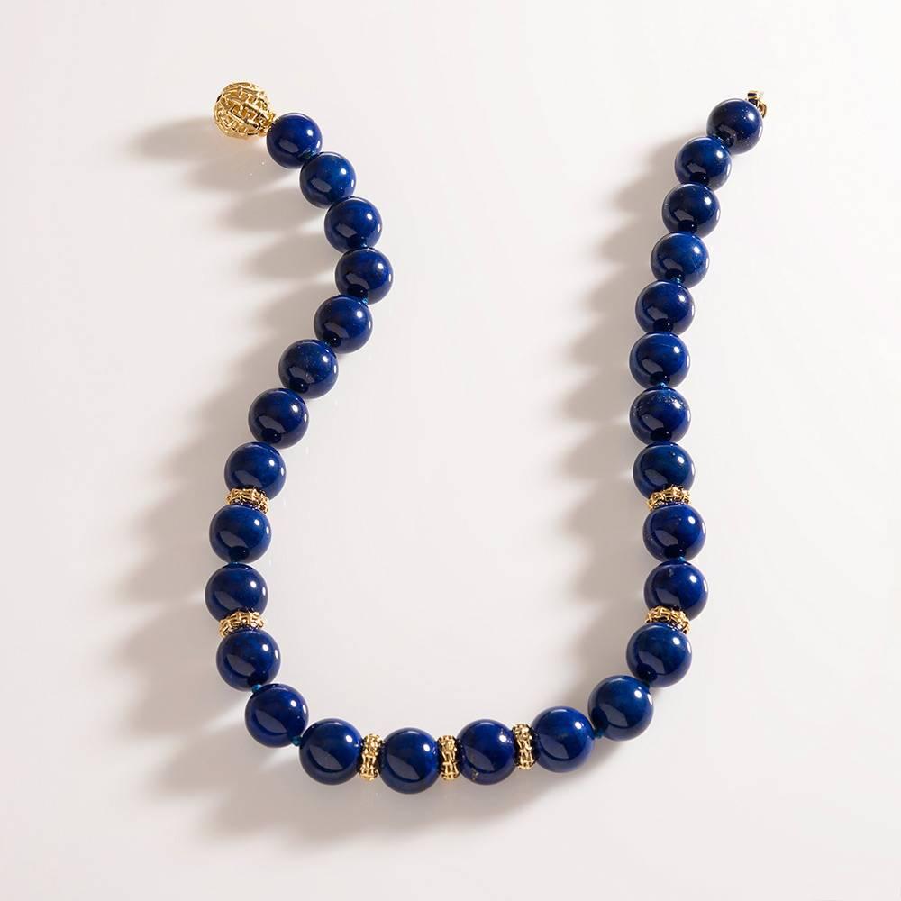 Seaman Schepps Lapis Diamond Gold “Lightship” Necklace In New Condition In Carmel-by-the-Sea, CA