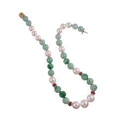 Seaman Schepps Jadeite Pearl Ruby Necklace