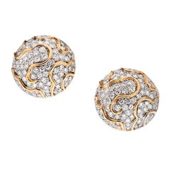 Stylized Diamond Gold Clip-On Earrings