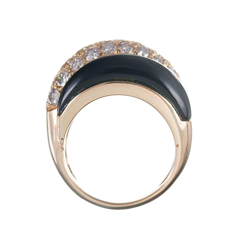 Women's Van Cleef & Arpels Onyx Coral Diamond Gold Ring