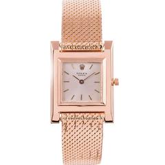 Vintage Rolex Rose Gold Square Dress Wristwatch