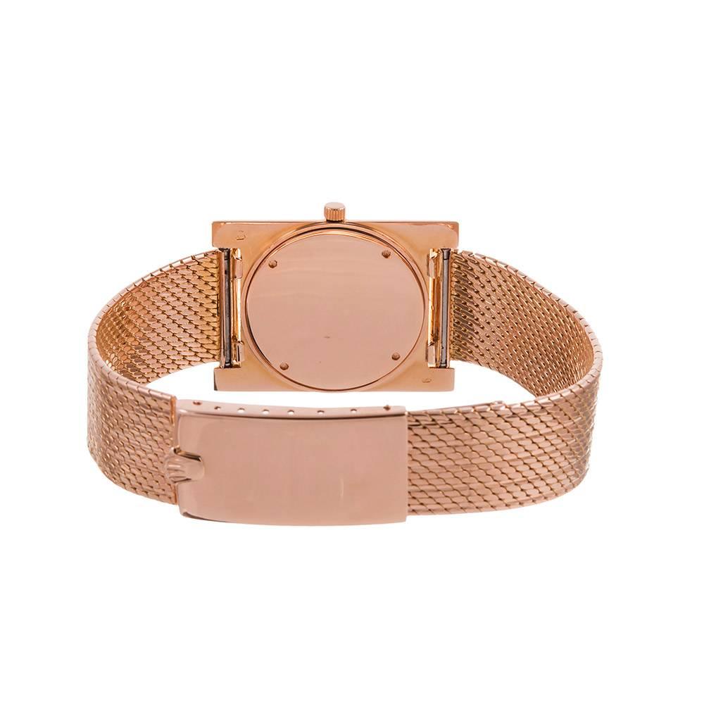Women's or Men's Rolex Rose Gold Square Dress Wristwatch