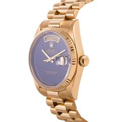 Rolex Yellow Gold Lapis Dial Day-Date Wristwatch Ref 18038