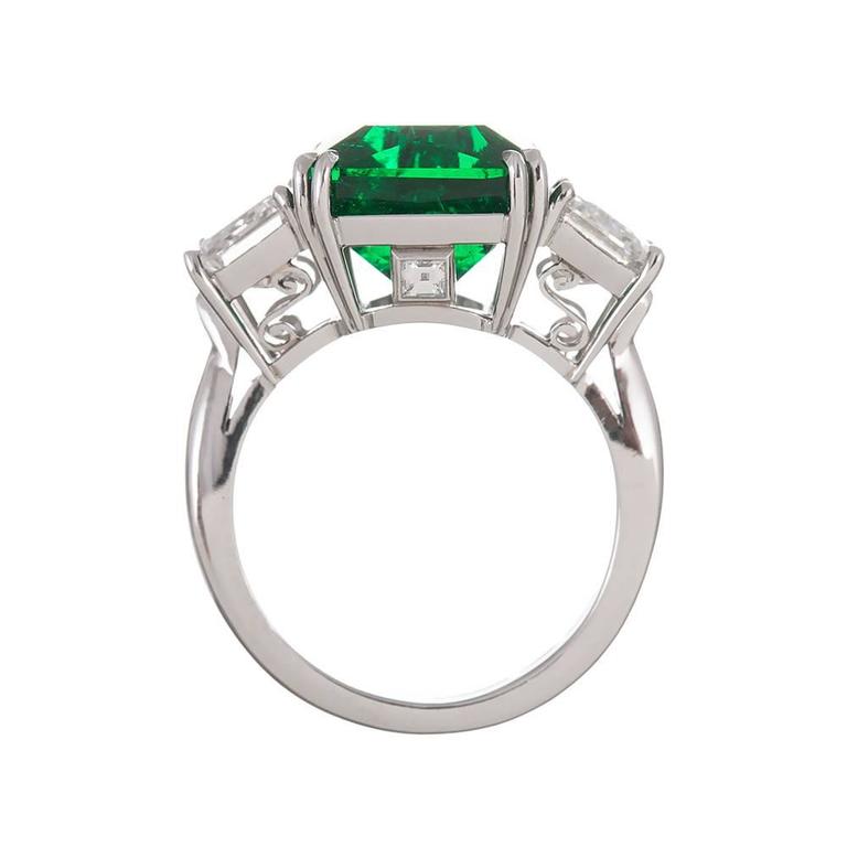 10.28 Carat Emerald Diamond Gold Ring at 1stDibs | 3.72 carat yellow ...