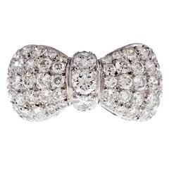 1950s Diamond Platinum Bow Ring 11