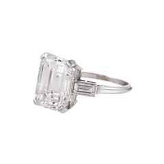 6.10 Carat GIA Cert Emerald Cut Diamond Platinum Solitaire Ring