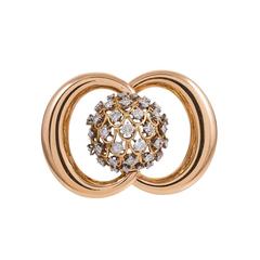 1960s French Diamond Gold Knot Brooch 
