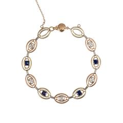 Sapphire Diamond Tricolor Gold Bracelet