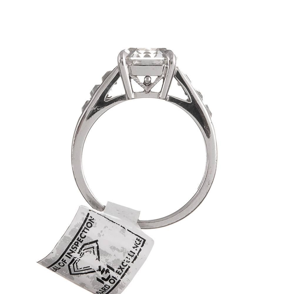 Women's 3.16 Carat Asscher Cut Diamond Platinum Ring