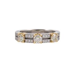 Fancy Yellow and White Diamond Two Color Gold Half Eternity Band Ring