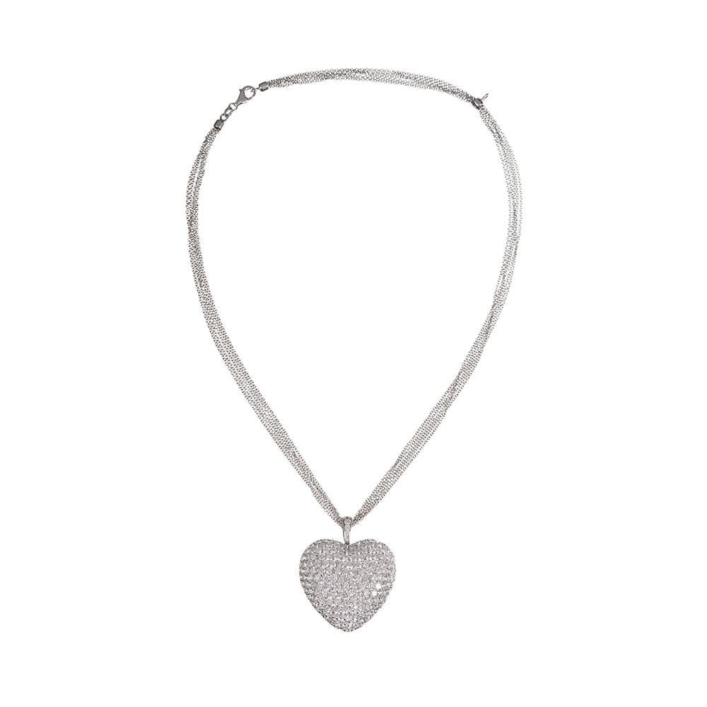 Women's 16.50 Carats Diamonds “Puff” Heart Pendant