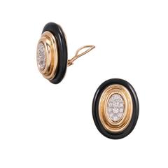 Emis Onyx Diamond Gold Earrings