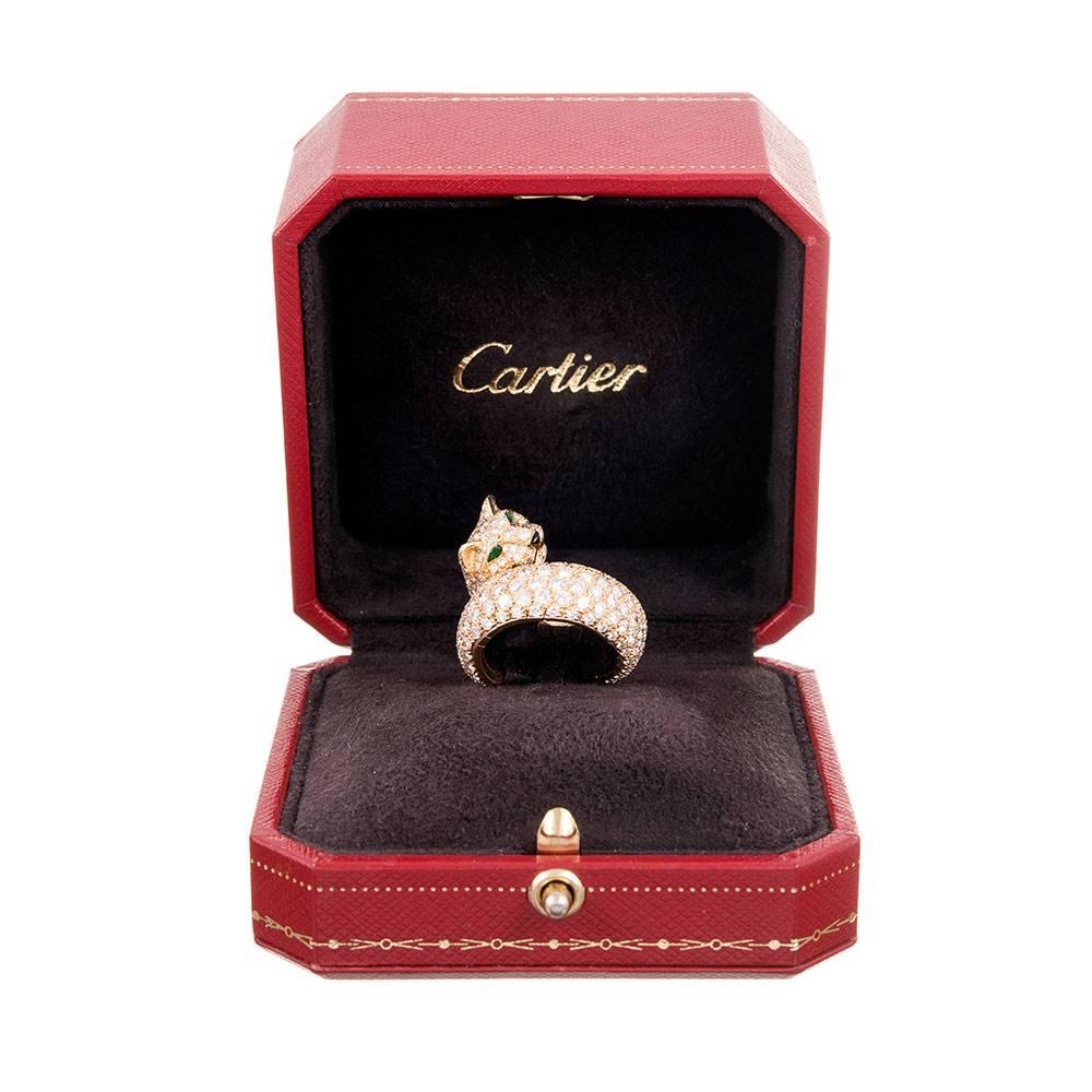 Women's Cartier Diamond Gold Panthere Ring