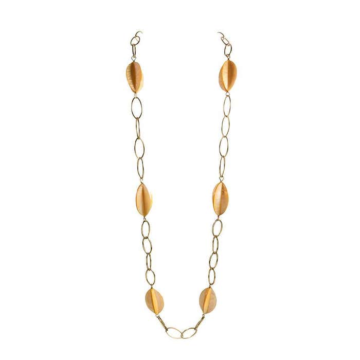 36 Inch Gold Chain with Mother of Pearl Torpedoes at 1stDibs