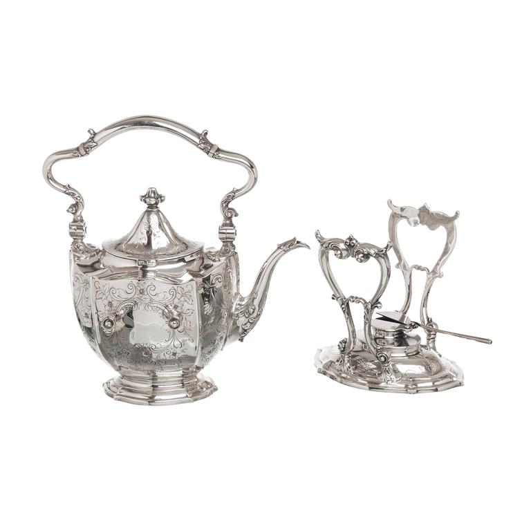 Women's or Men's Eight-Piece Sterling Silver Tea Service Made for 