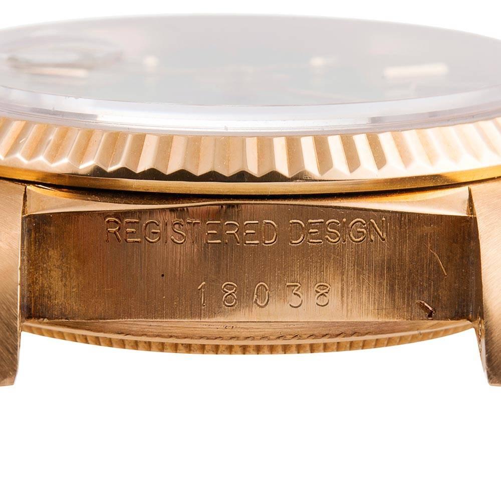 Women's or Men's Rolex Yellow Gold Green Stella Dial Day-Date Wristwatch Ref 18038