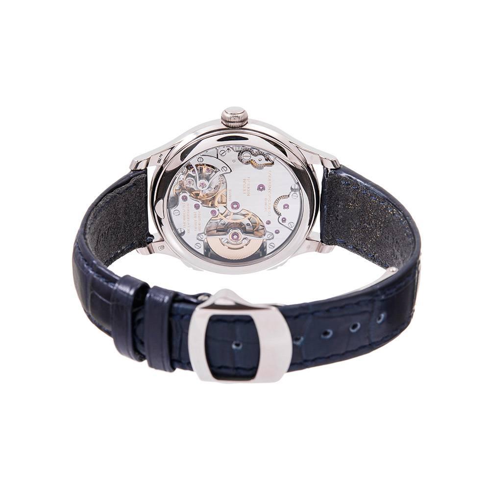 Women's or Men's Laurent Ferrier White Gold Blue Dial Galet Traveller Wristwatch