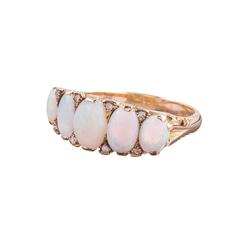 Victorian Opal Rose Cut Diamond English Carved Ring