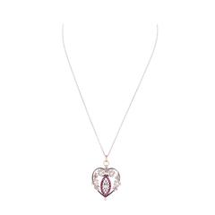 Heart-Shaped Edwardian Pearl Ruby Diamond Pendant