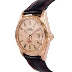 Rolex Yellow Gold Florentine Bezel Datejust Omani Khanjar Dial Wristwatch