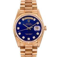 Rolex Lapis Diamond Dial Day-Date with Bark Finish