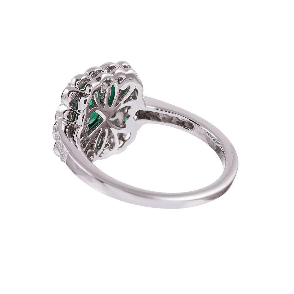 Emerald Diamond Plaque Ring In New Condition In Carmel-by-the-Sea, CA