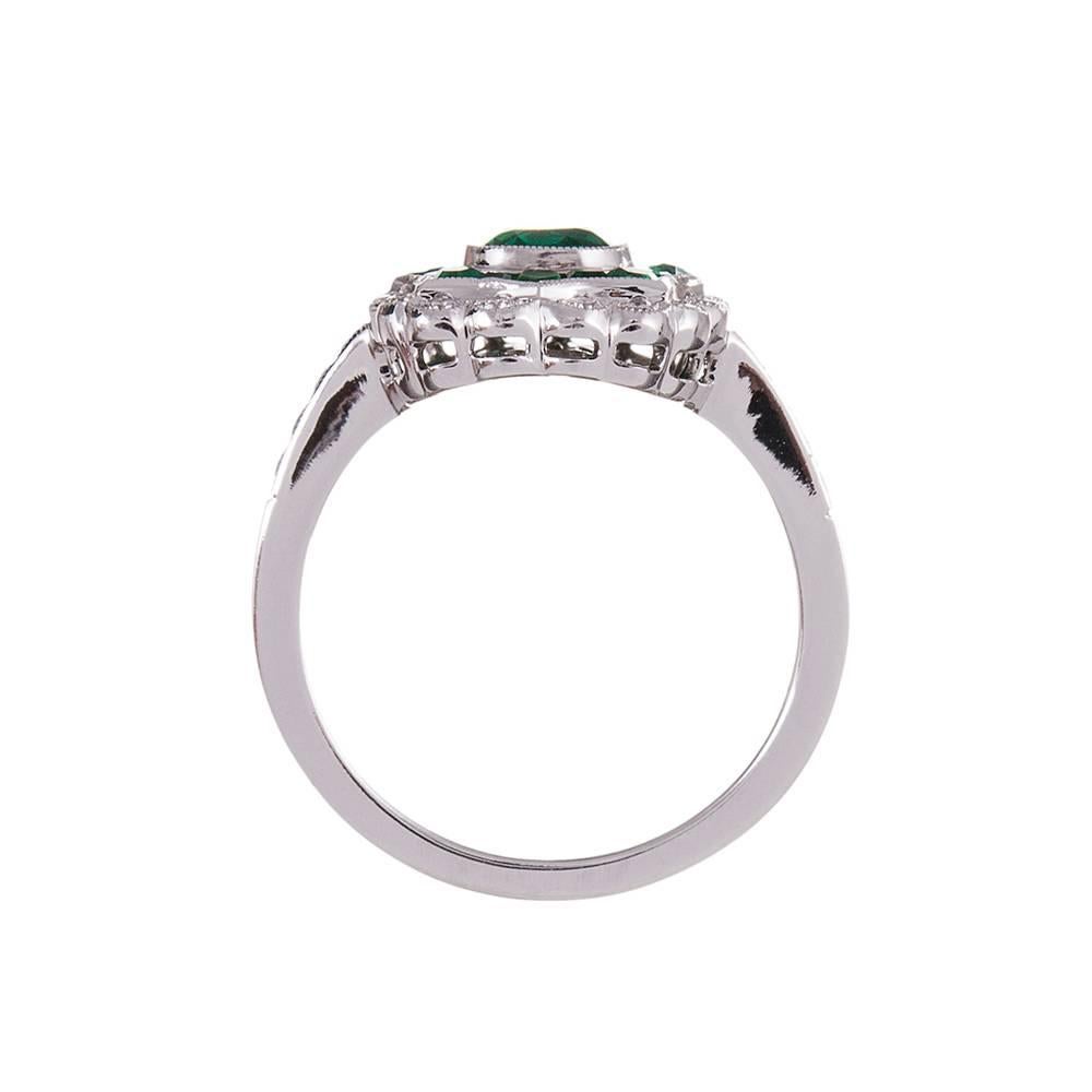 Women's Emerald Diamond Plaque Ring