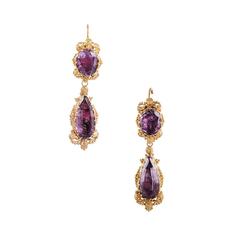 Magnificent Georgian Amethyst Cross Necklace, Earrings and Pin Suite