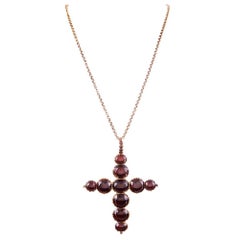 Victorian Oversized Garnet Gold Cross