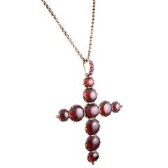 Victorian Oversized Garnet Gold Cross