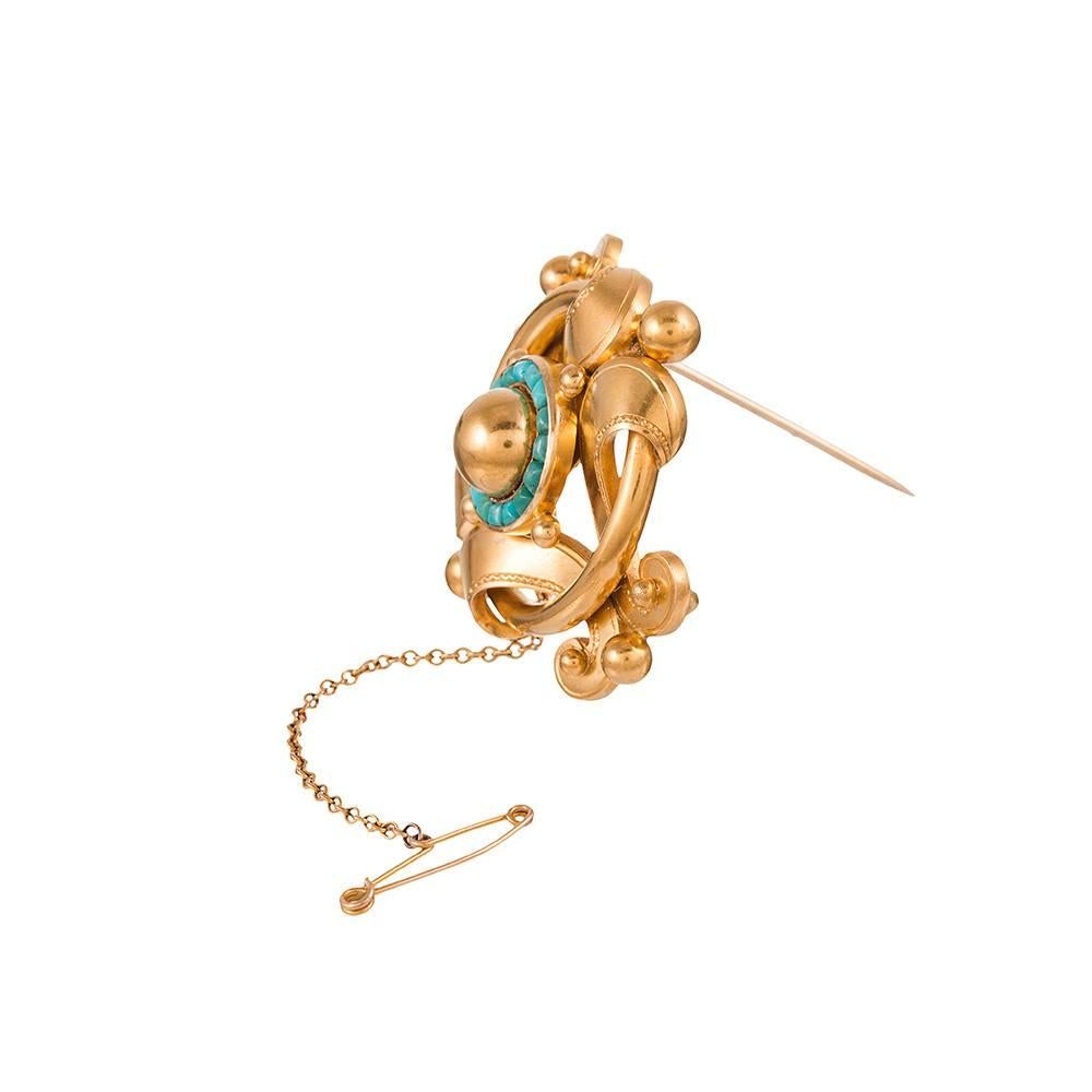 Victorian Turquoise Gold Bracelet Brooch and Earrings Suite in Original Box 2