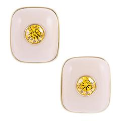 2.61 Carat Cultured Vivid Orange Yellow Diamonds in Custom Mammoth Tusk Earrings 7