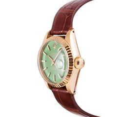 Rolex Ladies yellow gold Green Stella Dial Datejust Wristwatch