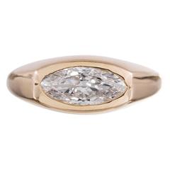 Retro 1.08 East to West Marquise Diamond Gold Ring