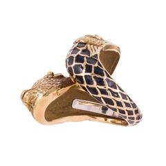 Enamel Fish Bypass Ring, signed “Webb”