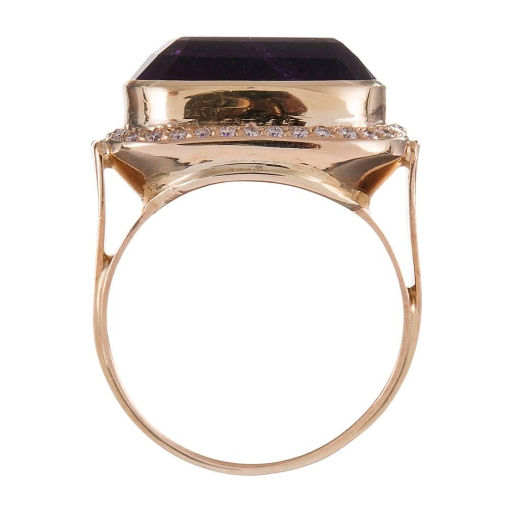 Women's 20 Carat Amethyst Diamond Halo Ring