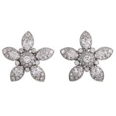 Marquise and Round Diamond Flower Earrings