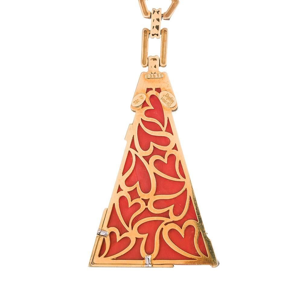 Women's Henry Dunay Massive Modernist Coral Diamond Pendant