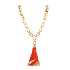 Henry Dunay Massive Modernist Coral Diamond Pendant