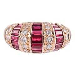 Ruby and Diamond Dome Ring, Signed Oscar Heyman