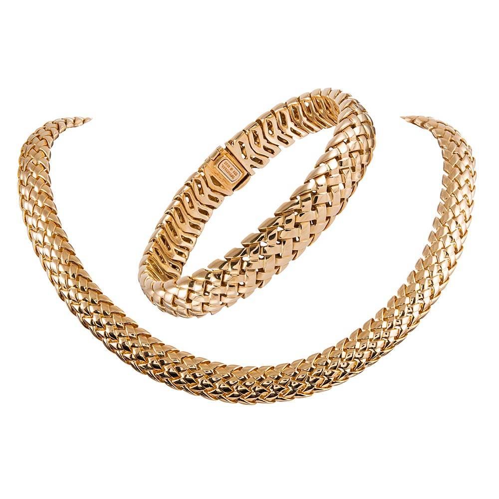 Tiffany & Co. Woven Golden Collar and Bracelet Suite