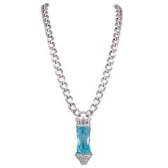 Henry Dunay 107 Carat Aquamarine Diamond Platinum Pendant