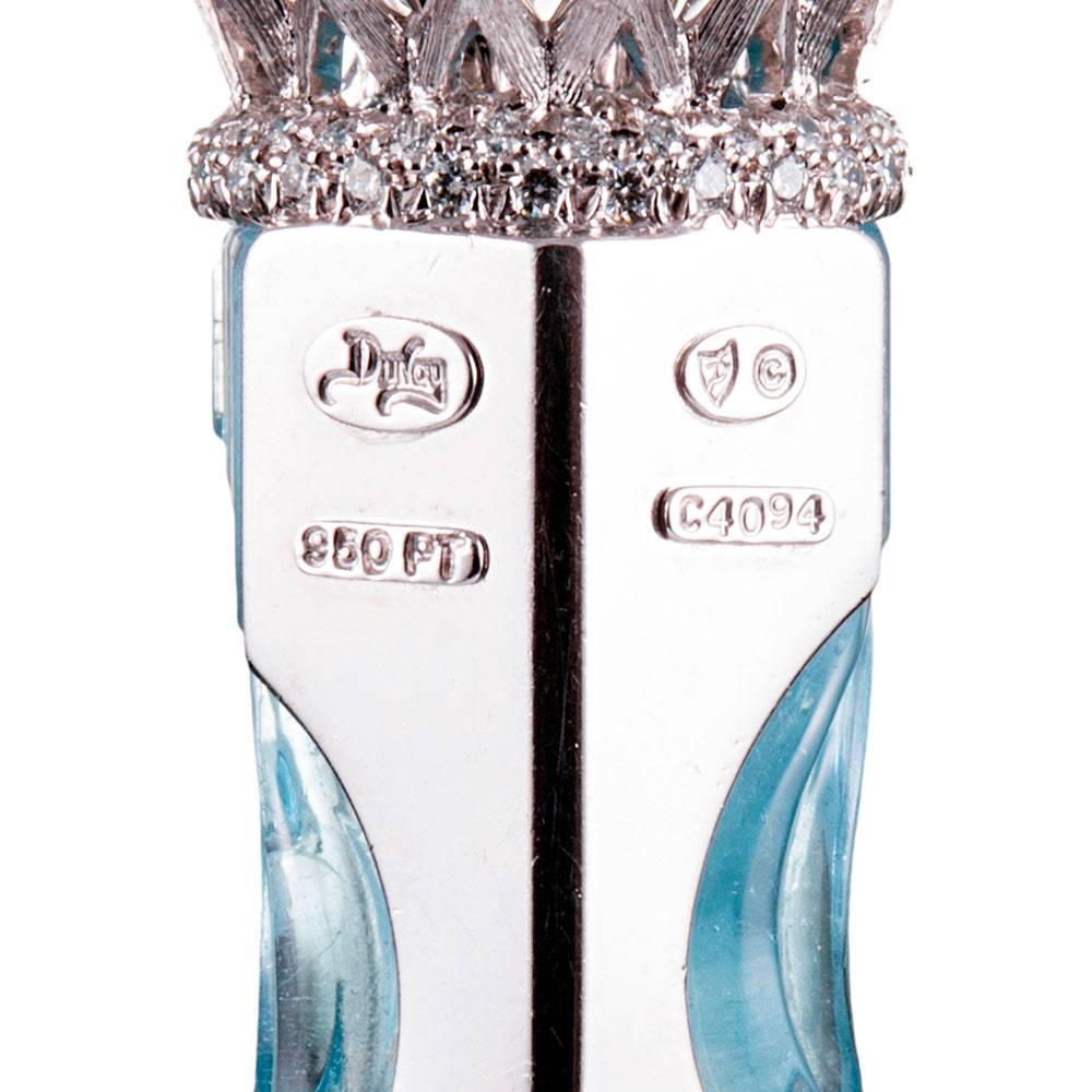 Henry Dunay 107 Carat Aquamarine Diamond Platinum Pendant In Excellent Condition In Carmel-by-the-Sea, CA