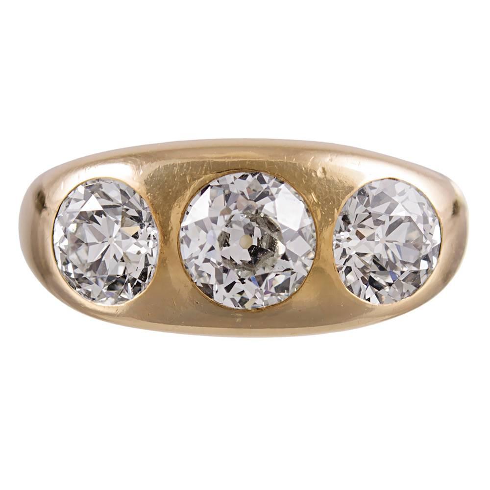 3.85 Carat Old European Cut Diamond Gypsy Ring