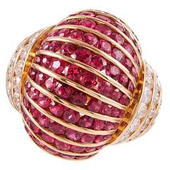 Ruby Diamond Dome Cocktail Ring 6