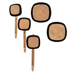 Textured Onyx Gold Cufflink and Stud Set 4