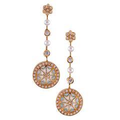 Masriera Plique a Jour Enamel Pearl Diamond Gold Earrings 11