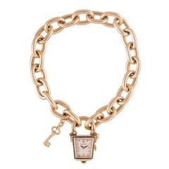 Rolex Ladies Yellow Gold Lock and Key Charm Bracelet Montre-bracelet à remontage manuel